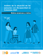 Portada del informe que tiene ilustraciones de personas con discapacidad